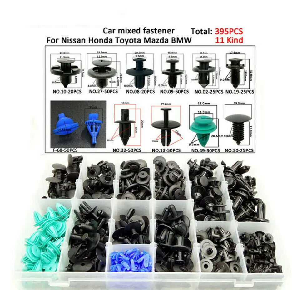 395pcs Auto Fastener Clip Mixed Car Body Push Retainer Pin Rivet Bumper Door Trim Panel Retainer Fastener Kit Remove Tool
395pcs Auto Fastener Clip Mixed Car Body Push Retainer Pin Rivet Bumper Door Trim Panel Retainer Fastener Kit Remove Tool