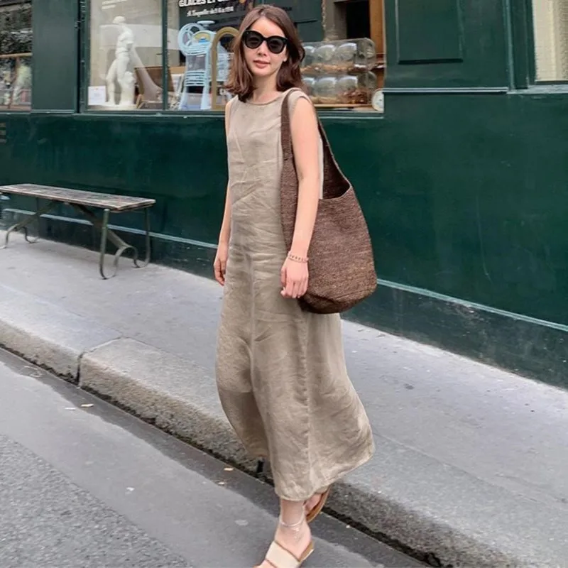 High-end Women O Neck Short Sleeve Sundress Summer Solid Cotton Linen Dress Split Long Vestido Female Robe Casual Party Dress
High-end Women O Neck Short Sleeve Sundress Summer Solid Cotton Linen Dress Split Long Vestido Female Robe Casual Party Dress