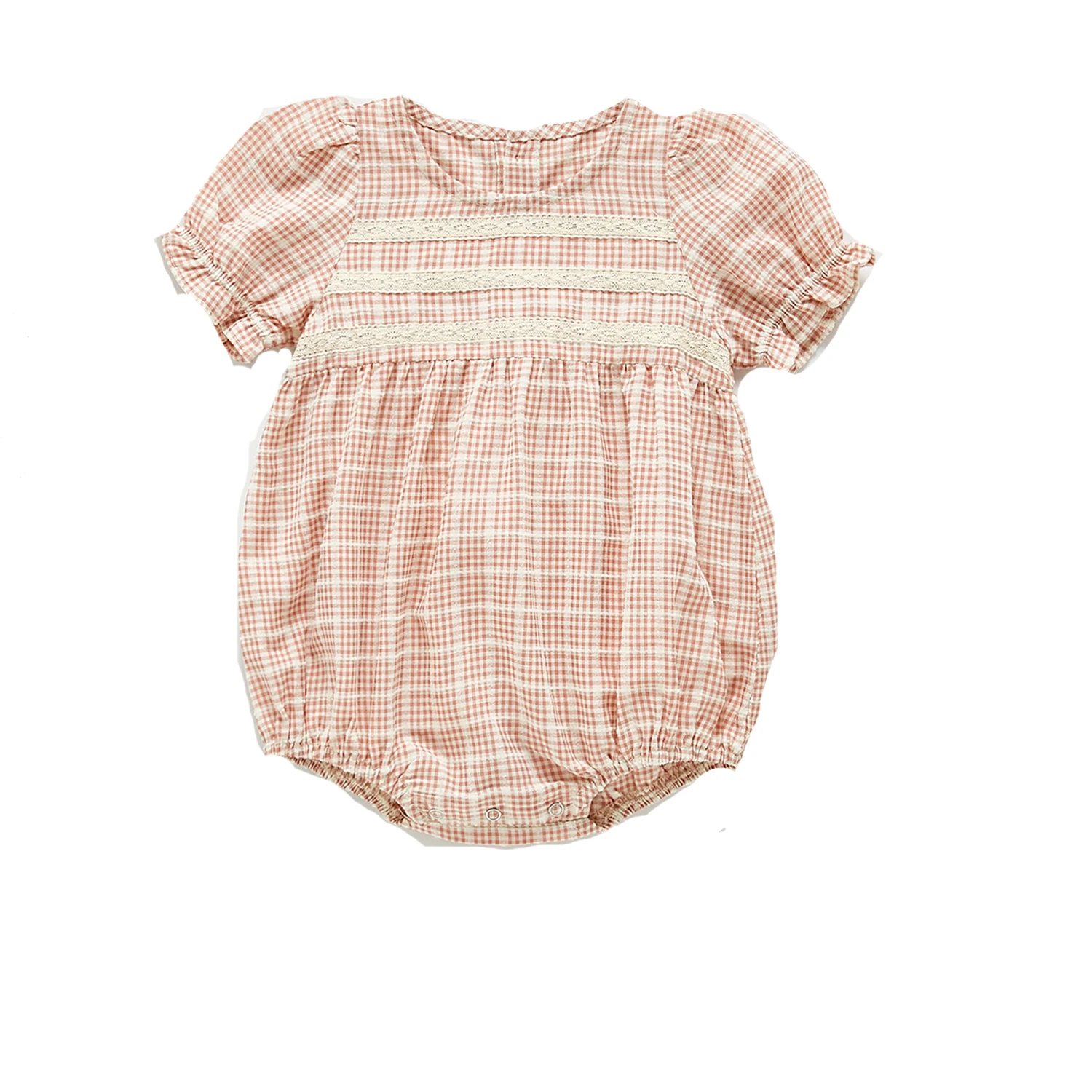 Girl's O-neck Short Sleeve Solid Color Korean Style Pink Plaids Decor Cotton Cool Summer Rompers Soft Wearing Rompers
Girl's O-neck Short Sleeve Solid Color Korean Style Pink Plaids Decor Cotton Cool Summer Rompers Soft Wearing Rompers