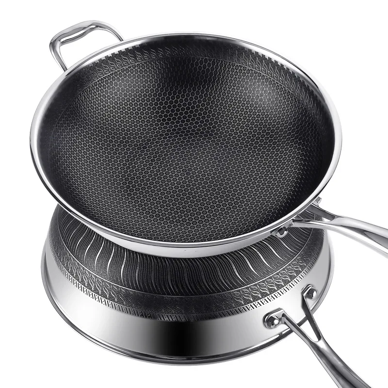 Non-stick frying pan 304 double-sided stainless steel frying pan fried vegetable cooker without lampblack cooking wok cookware
Non-stick frying pan 304 double-sided stainless steel frying pan fried vegetable cooker without lampblack cooking wok cookware