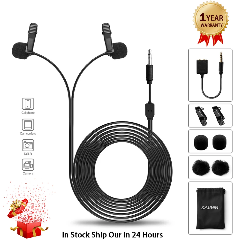 Ulanzi Sairen 6M Cable Single/Dual Head Microphone Lavalier Lapel Universal Microphone oice Recording Mic for smartPhone Tablet
Ulanzi Sairen 6M Cable Single/Dual Head Microphone Lavalier Lapel Universal Microphone oice Recording Mic for smartPhone Tablet