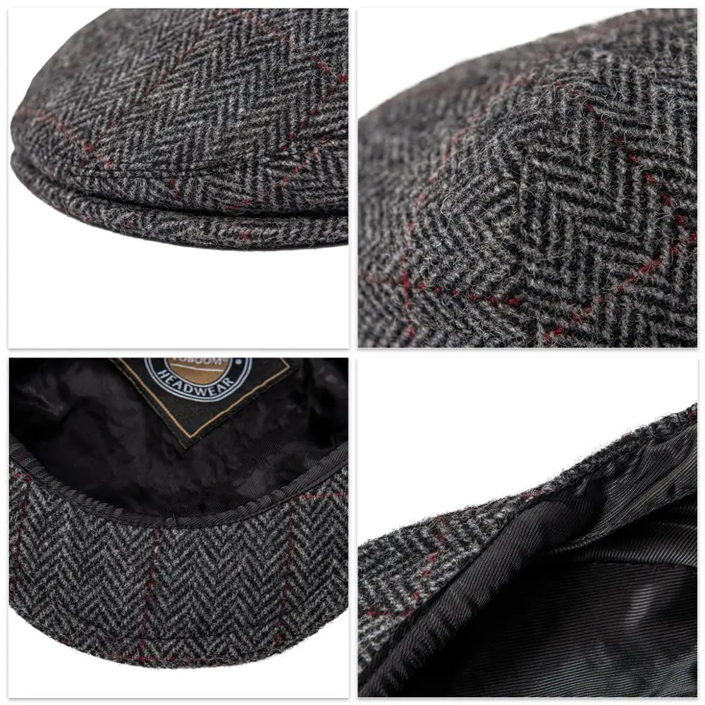 Plaid Gray Flat Cap Wool Herringbone Newsboy Caps Tweed Blend Men Women Beret Classic Cabbie Driver Hat Golf Hunting Ivy Hats
Plaid Gray Flat Cap Wool Herringbone Newsboy Caps Tweed Blend Men Women Beret Classic Cabbie Driver Hat Golf Hunting Ivy Hats