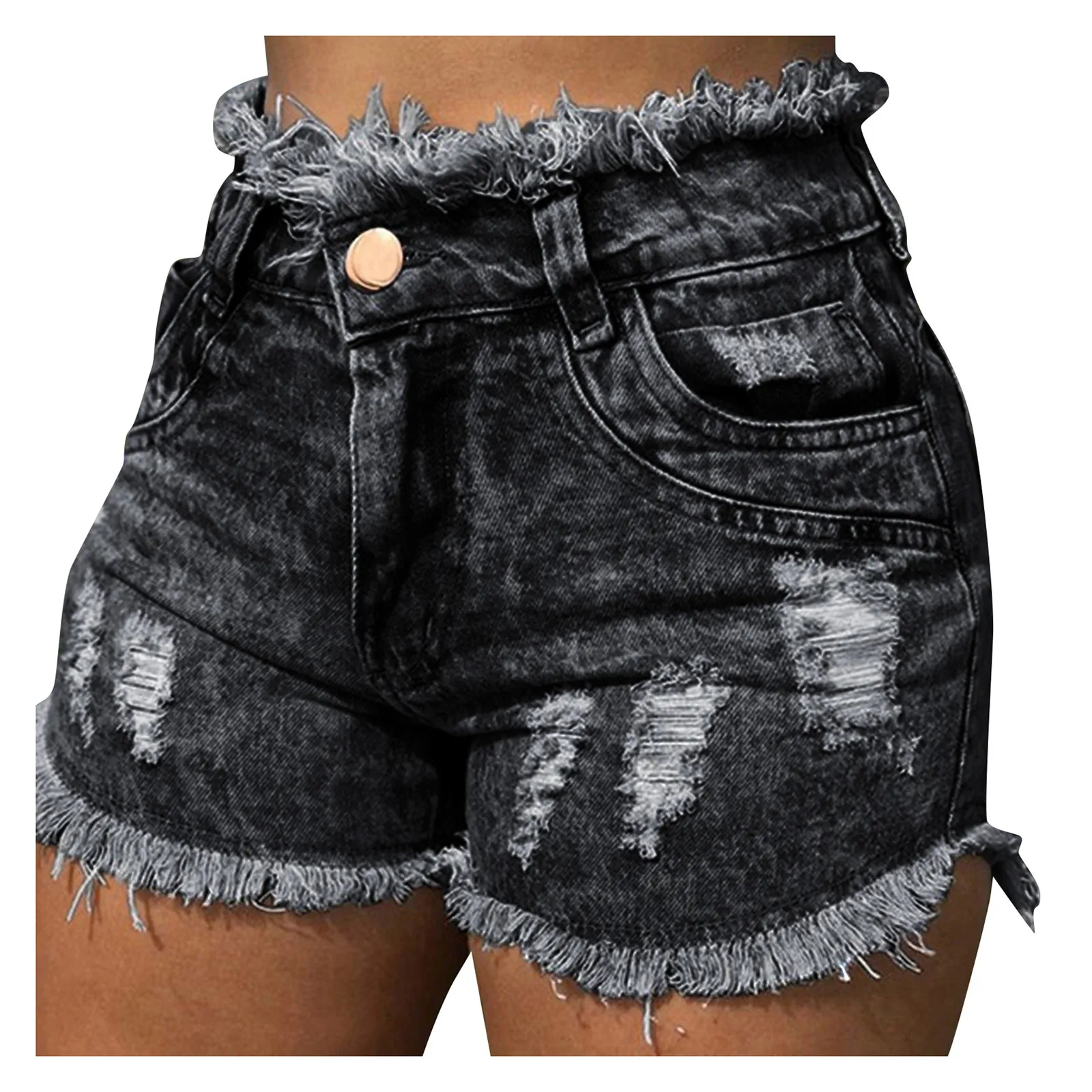 

Summer Hot Shorts Women's Fashion High-waist Denim Shorts Burrs Holes Bull-puncher Knickers Casual Jean Shorts