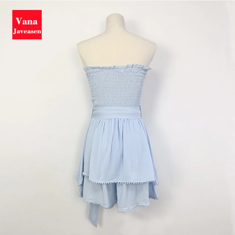 Sexy Strapless High Waist Slim Playsuits Women Sashes Lace-up Ruffle Tassel Romper White Draped Boot Cut Playsuits mono verano
Sexy Strapless High Waist Slim Playsuits Women Sashes Lace-up Ruffle Tassel Romper White Draped Boot Cut Playsuits mono verano