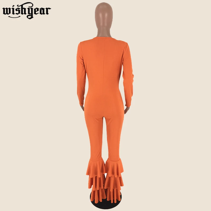 Skinny Pleated Flare Legging Women Jumpsuit V-neck Sexy Romper Long Sleeve Autumn Winter Playsuit Club Outfits Streetwear 
Skinny Pleated Flare Legging Women Jumpsuit V-neck Sexy Romper Long Sleeve Autumn Winter Playsuit Club Outfits Streetwear