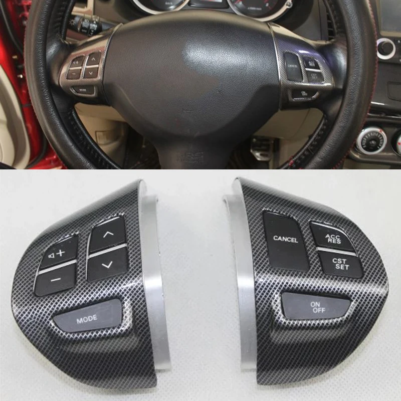 

For Mitsubishi Lancer EX 2010-2016 2PCS Carbon Fiber ABS Car Interior Steering Wheel Cover Trim Moldings Car Styling Accessories