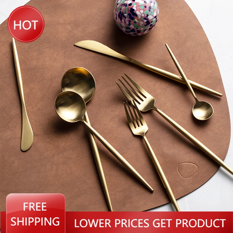Gold Steak Reusable Cutlery Set Dishwasher Safe Stainless Steel Steak Knife Dinnerware Geschirr Set Fork Spoon Knife Set AA50DC
Gold Steak Reusable Cutlery Set Dishwasher Safe Stainless Steel Steak Knife Dinnerware Geschirr Set Fork Spoon Knife Set AA50DC