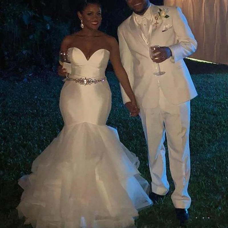 Mermaid Wedding Dress White Satin Ribbon Beaded 2020 Custom Made Sweet Women Bridal Dress With Skirts Tiers vestidos de boda
Mermaid Wedding Dress White Satin Ribbon Beaded 2020 Custom Made Sweet Women Bridal Dress With Skirts Tiers vestidos de boda