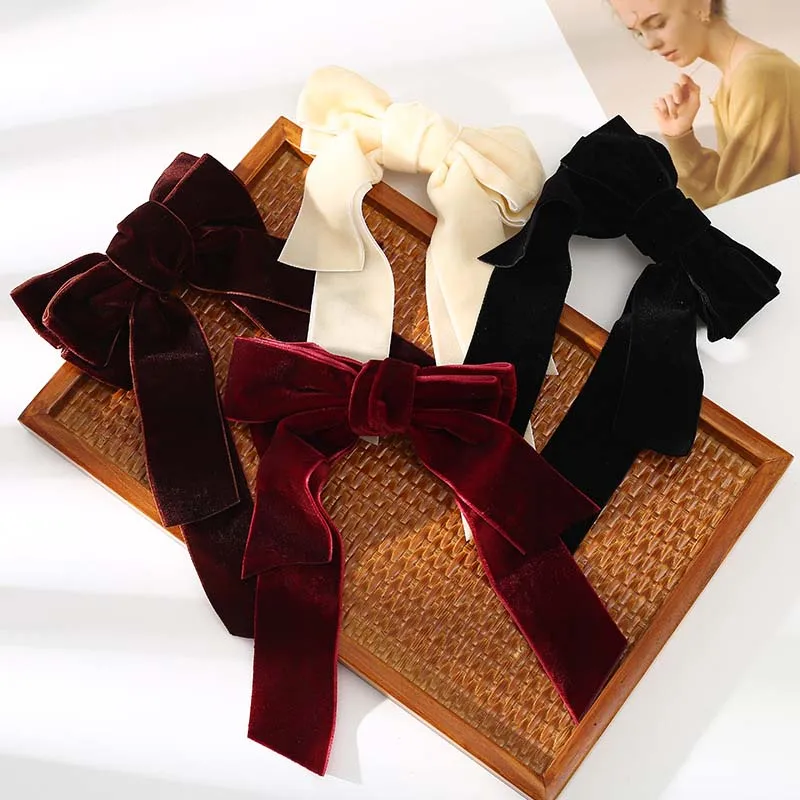 Fashion Velvet Bow Hairpin Barrette Black Hair Clip For Women Girls Wedding Long Ribbon Korean Hairpins Hair Accessories
Fashion Velvet Bow Hairpin Barrette Black Hair Clip For Women Girls Wedding Long Ribbon Korean Hairpins Hair Accessories
