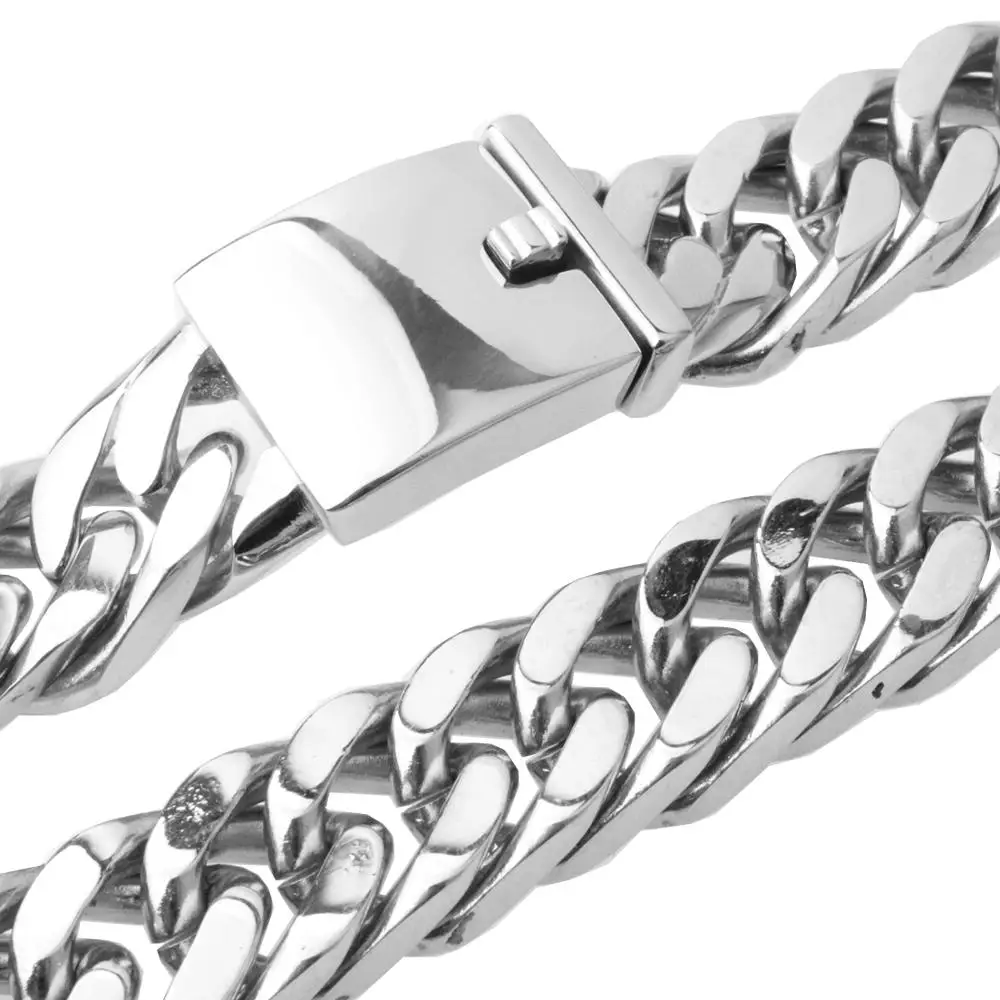 Fashion Jewelry 15mm/17mm Square Buckle 316L Stainless Steel Silver Color Cuban Curb Chain Men Male Necklace Or Bracelet 7-40"
Fashion Jewelry 15mm/17mm Square Buckle 316L Stainless Steel Silver Color Cuban Curb Chain Men Male Necklace Or Bracelet 7-40"