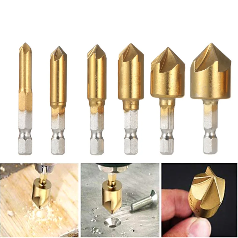 6pc Five-blade Chamfering Tool 90 Degree Chamfering Pvc Plank Round Hole Trimming Woodworking Deburring Countersunk Bit
6pc Five-blade Chamfering Tool 90 Degree Chamfering Pvc Plank Round Hole Trimming Woodworking Deburring Countersunk Bit