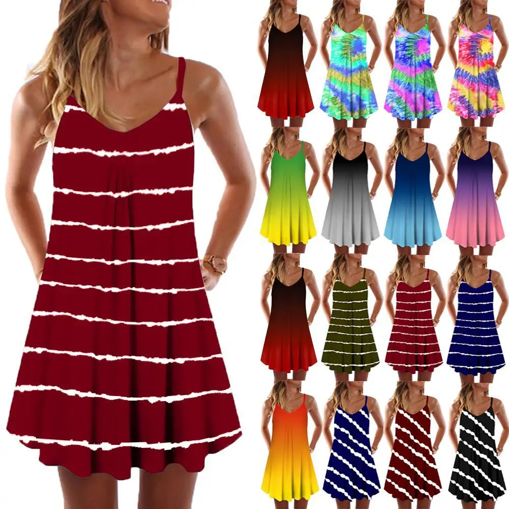 Article 2021 new selling tie-dye gradient inclined horizontal stripes printed v-neck skirt with shoulder-straps dress
Article 2021 new selling tie-dye gradient inclined horizontal stripes printed v-neck skirt with shoulder-straps dress