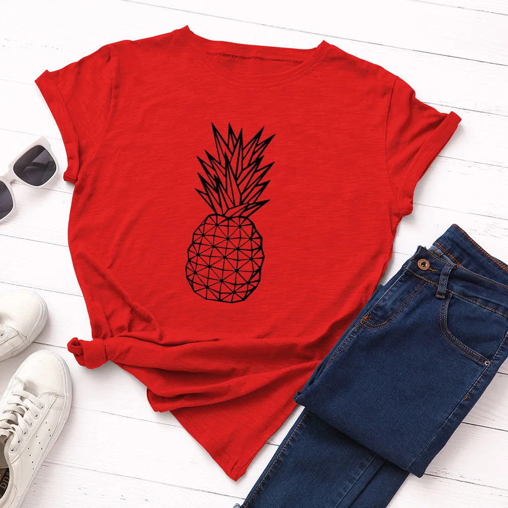 100% Cotton Pineapple Print Crewneck T-Shirts for Women Short Sleeve Womens Tops Graphic Tee Female Summer Shirt Fruit Tees
100% Cotton Pineapple Print Crewneck T-Shirts for Women Short Sleeve Womens Tops Graphic Tee Female Summer Shirt Fruit Tees