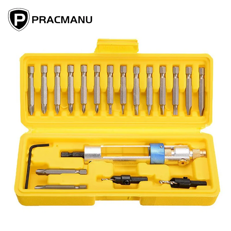 PRACMANU 20Pcs Half Time Drill Multi Screwdriver Sets High Speed Steel 16 Different Kinds Head Countersink Bits Allen Wrench
PRACMANU 20Pcs Half Time Drill Multi Screwdriver Sets High Speed Steel 16 Different Kinds Head Countersink Bits Allen Wrench