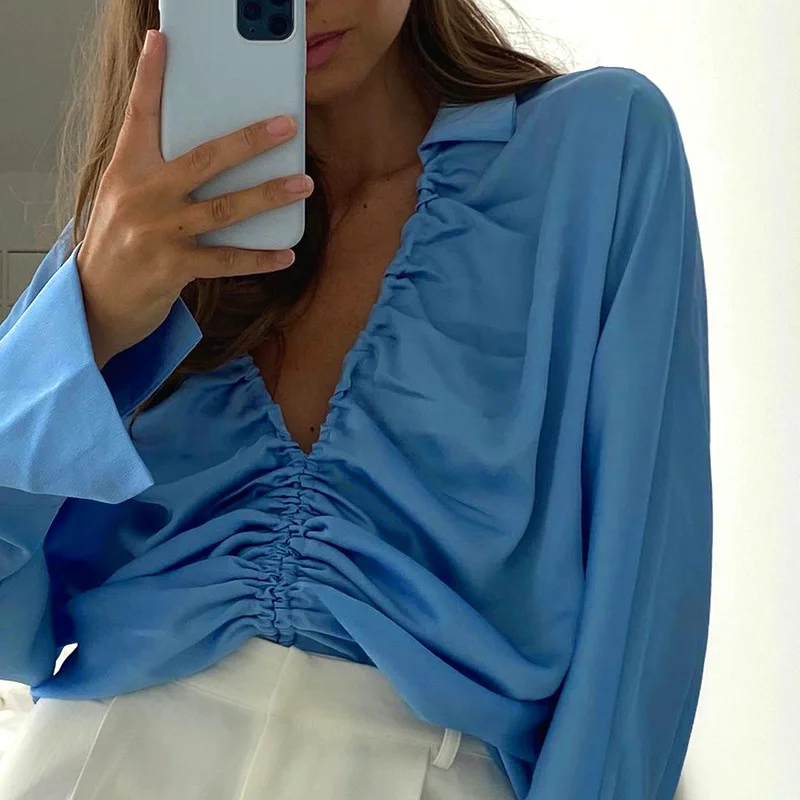 Q21tp461 Women's 21 Autumn New Fashion Solid Color Long Sleeve Lapel Pleated Lace Up Top
Q21tp461 Women's 21 Autumn New Fashion Solid Color Long Sleeve Lapel Pleated Lace Up Top