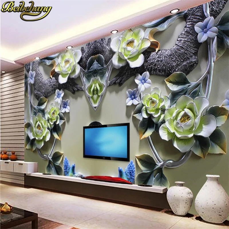 Beibehang пользовательские фото обои росписи 3D цветок птица рельефные настенные