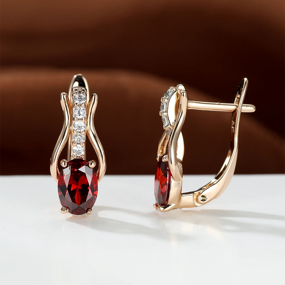 Luxury Red Gemstone Earrings for Women Fashion Rose Gold Drop Earrings Oval Zircon Ear Buckle Female Anniversary Party Jewelry
Luxury Red Gemstone Earrings for Women Fashion Rose Gold Drop Earrings Oval Zircon Ear Buckle Female Anniversary Party Jewelry