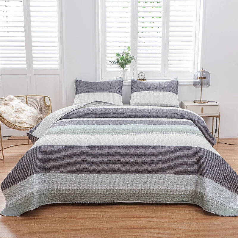 White quilt set 3 pieces (1 striped quilt and 2 pillowcases) striped bed sheet set, soft microfiber quilt quilted bedding set
White quilt set 3 pieces (1 striped quilt and 2 pillowcases) striped bed sheet set, soft microfiber quilt quilted bedding set