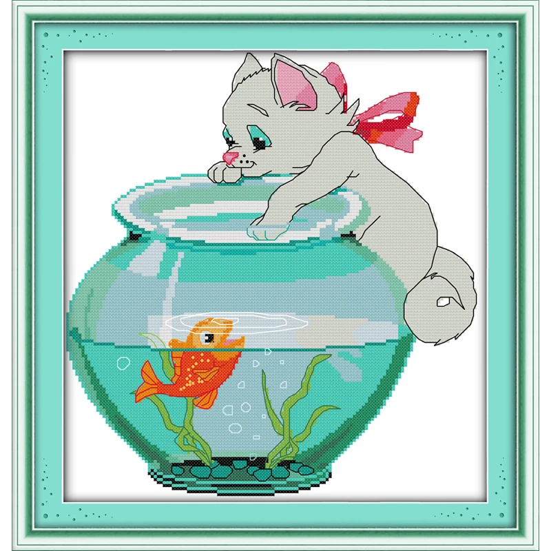 Everlasting Love Cat Aside Fish Jar Chinese Cross Stitch Kits Ecological Cotton Stamped Printed 11 New Year Decorations For Home
Everlasting Love Cat Aside Fish Jar Chinese Cross Stitch Kits Ecological Cotton Stamped Printed 11 New Year Decorations For Home