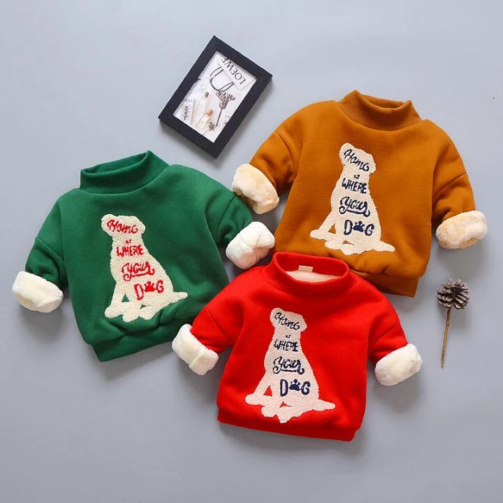 CUTEMOON/свитер для маленьких мальчиков Зимняя плотная флисовая бархатная верхняя