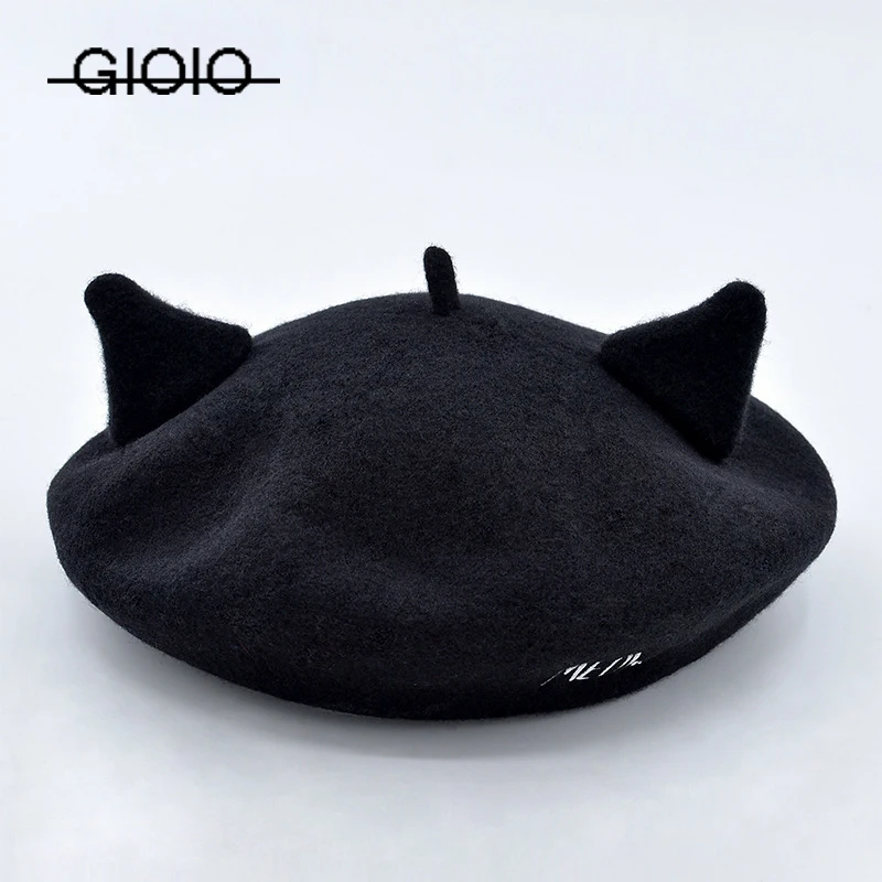 GIOIO Autumn Winter Black Wool Beret Female Pure Woolen Boina Feminina Flat Cap Hats For Women Girls With Ears Beret
GIOIO Autumn Winter Black Wool Beret Female Pure Woolen Boina Feminina Flat Cap Hats For Women Girls With Ears Beret