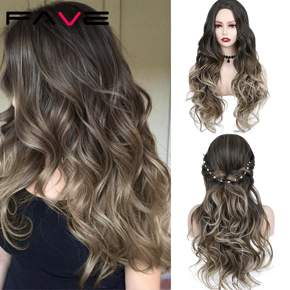 FAVE Wigs Hair Synthetic Mixed Brown Gray Color Heat Resistant Fiber Long Wavy For Black White Women Middle Part Wig
FAVE Wigs Hair Synthetic Mixed Brown Gray Color Heat Resistant Fiber Long Wavy For Black White Women Middle Part Wig