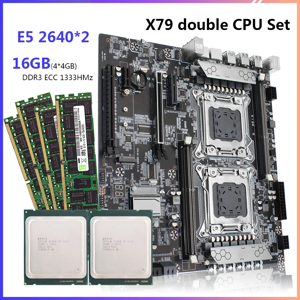 JGINYUE X79 материнская плата с двойным процессором LGA 2011 комплект 2 шт. Xeon E5 2640