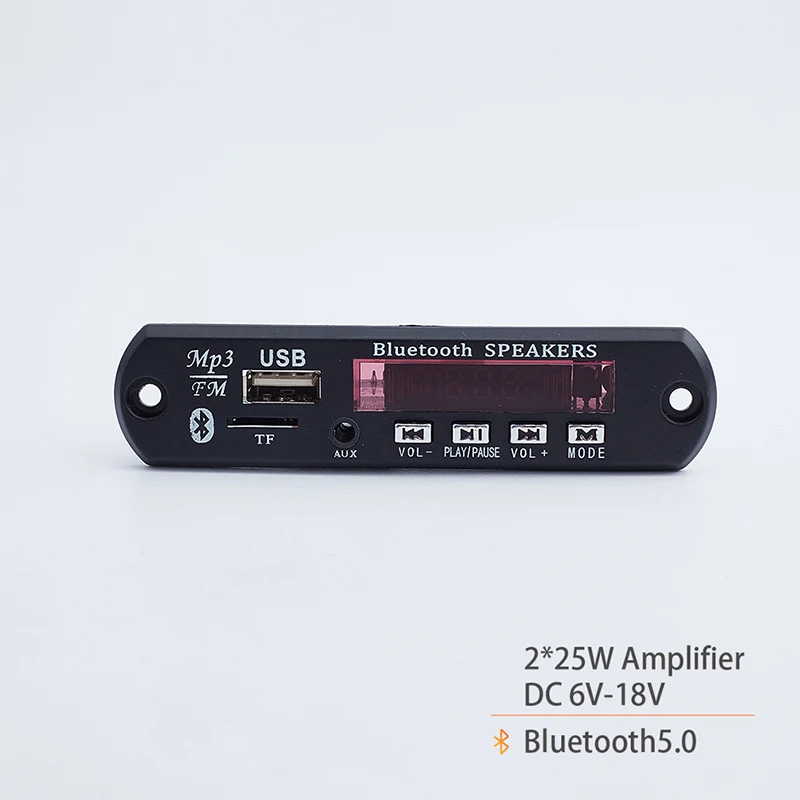 2*25W Amplifier MP3 Player Decoder Board 12V Bluetooth 5.0 50W Car FM Radio Module Support TF USB AUX
2*25W Amplifier MP3 Player Decoder Board 12V Bluetooth 5.0 50W Car FM Radio Module Support TF USB AUX