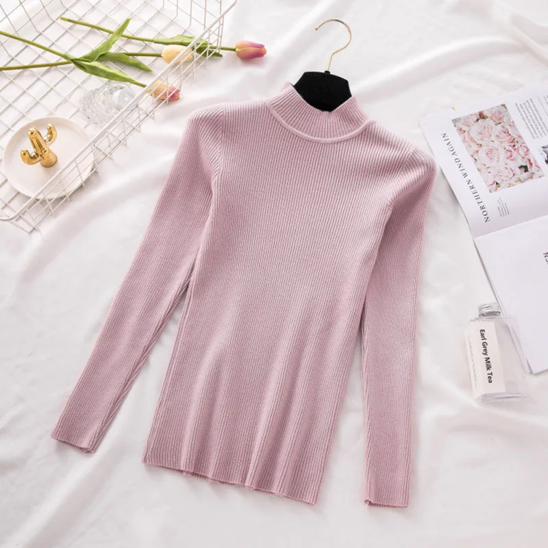 Spring Women Long Sleeve Mock Neck Elasticity Casual Jumper Pull Sweaters Office Pullover Korean Ladies Primer Shirt
Spring Women Long Sleeve Mock Neck Elasticity Casual Jumper Pull Sweaters Office Pullover Korean Ladies Primer Shirt