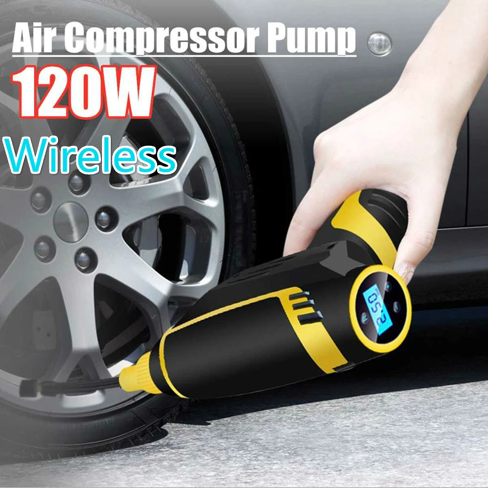 120W Rechargeable Air Compressor Wireless Car Tyre Pump Portable with LED light Digital Tyre Inflator 50PSI for Bikes Ball Toys
120W Rechargeable Air Compressor Wireless Car Tyre Pump Portable with LED light Digital Tyre Inflator 50PSI for Bikes Ball Toys