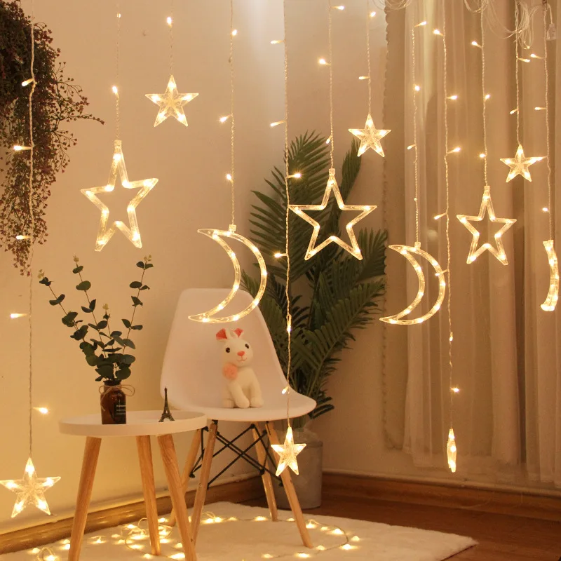 Christmas Moon Star LED Fairy Curtain String Light EU/US/UK Plug Christmas Garland String Light Home Decoration Holiday Lighting
Christmas Moon Star LED Fairy Curtain String Light EU/US/UK Plug Christmas Garland String Light Home Decoration Holiday Lighting