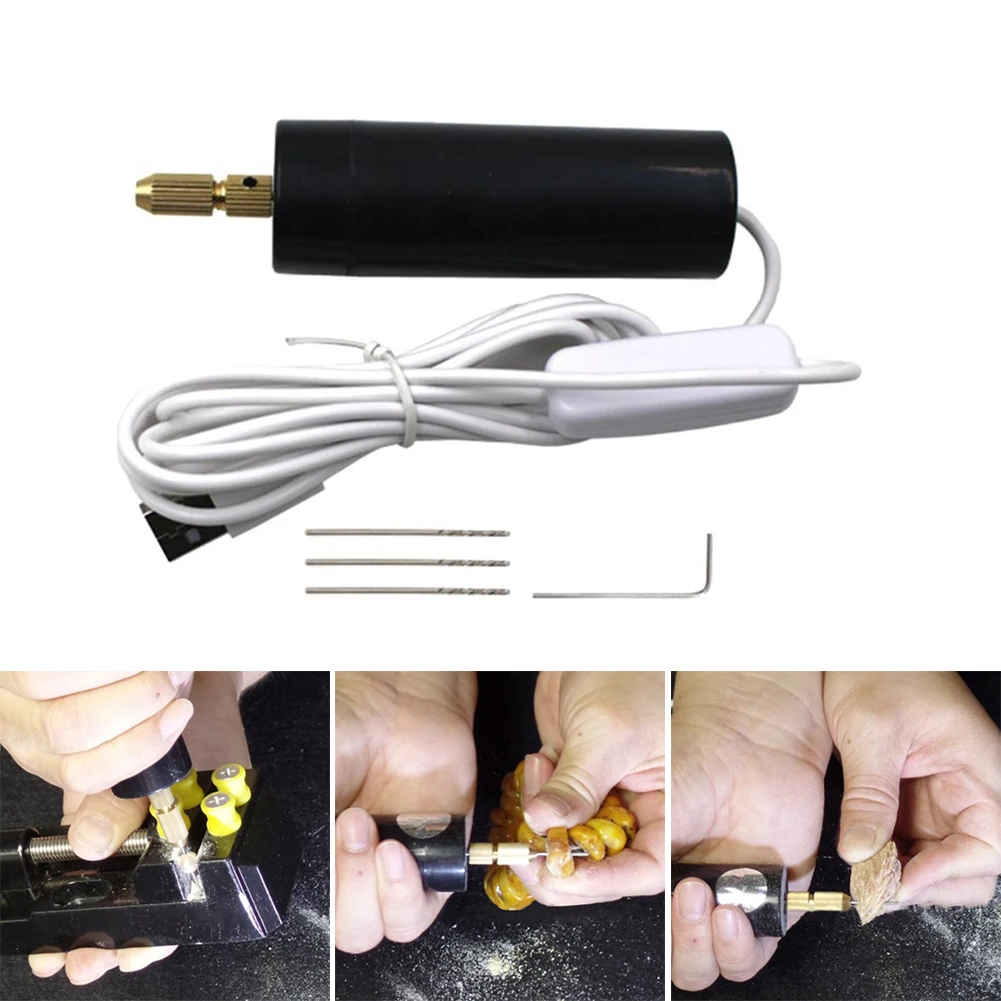 Mini Electric Drill Handheld Drill Bits Kit Jewelry Making Wood Craft Tools USB Screwdriver Tool Kit with 3pcs Twist Drill Bits
Mini Electric Drill Handheld Drill Bits Kit Jewelry Making Wood Craft Tools USB Screwdriver Tool Kit with 3pcs Twist Drill Bits