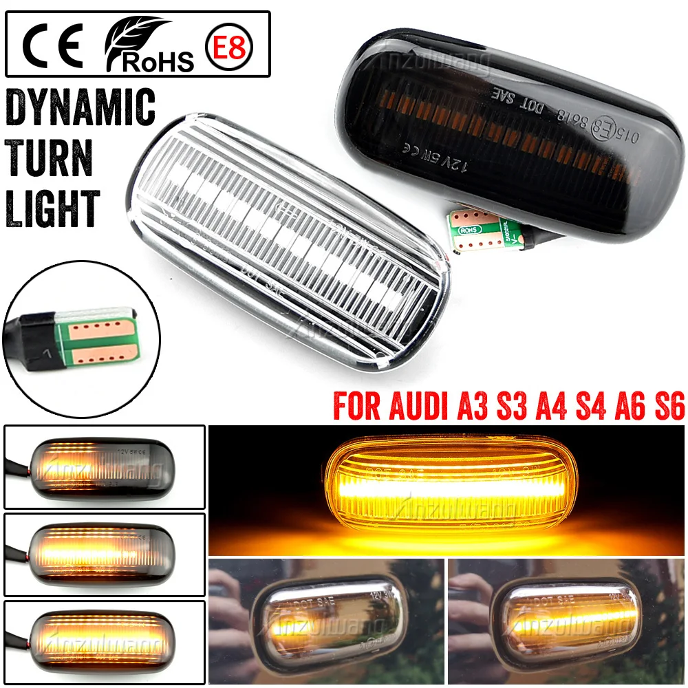 

2PCS Turn Signal Side Marker Light For Audi A3 S3 8P A4 B6 B8 B7 S4 RS4 A6 S6 C5 2005 Sequential Led Dynamic Flashing Blinker