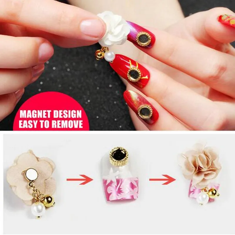 10pcs Fabric Bowknot Flower 3D Nail Art Decorations Detachable Magnet Nail Jewelry Pendant Charms DIY Manicure Nail Accessories 10pcs Fabric Bowknot Flower 3D Nail Art Decorations Detachable Magnet Nail Jewelry Pendant Charms DIY Manicure Nail Accessories