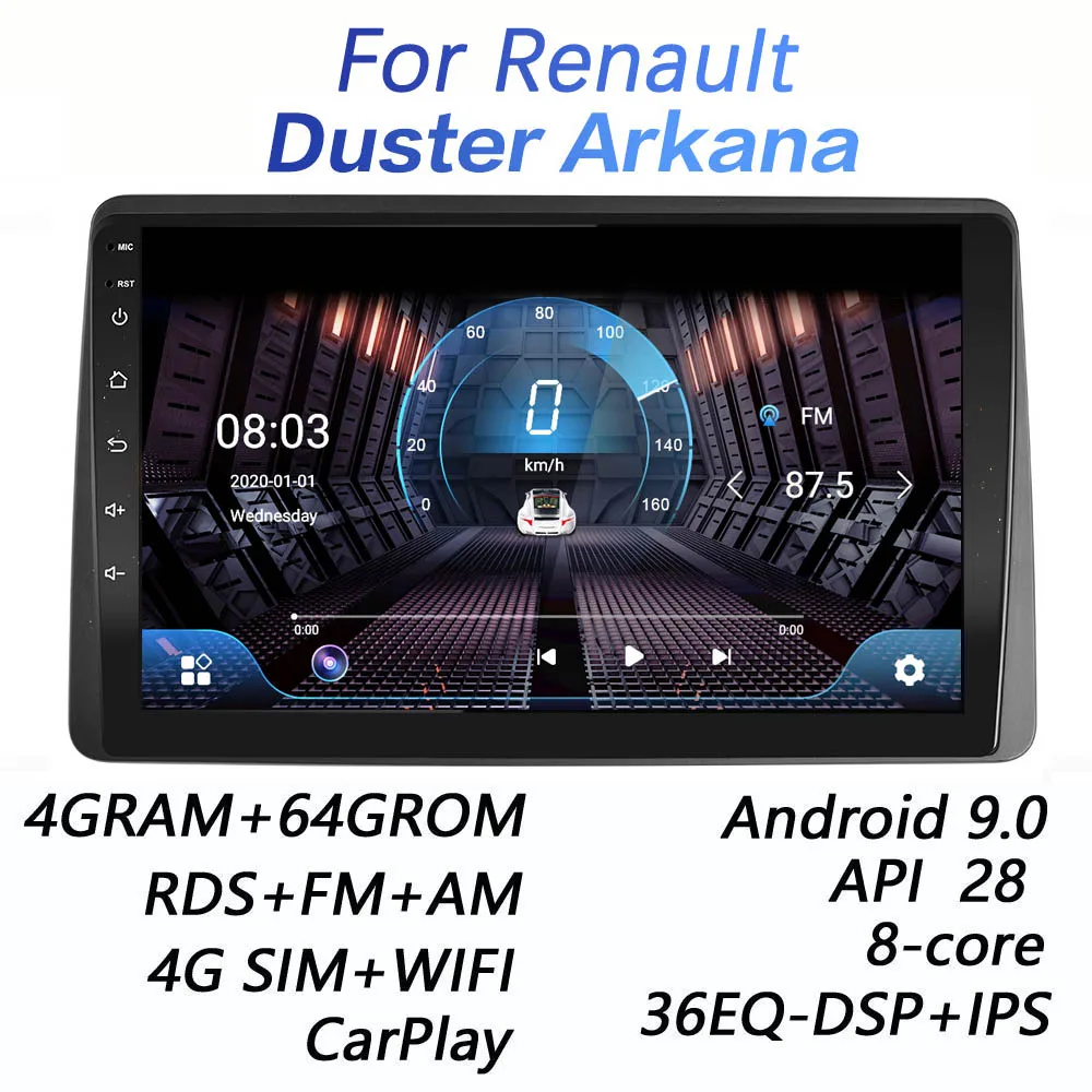 Автомагнитола 2 din 4 Гб + 64 ГБ DSP Android 9 0 4G мультимедийный видеоплеер для Renault Duster Arkana