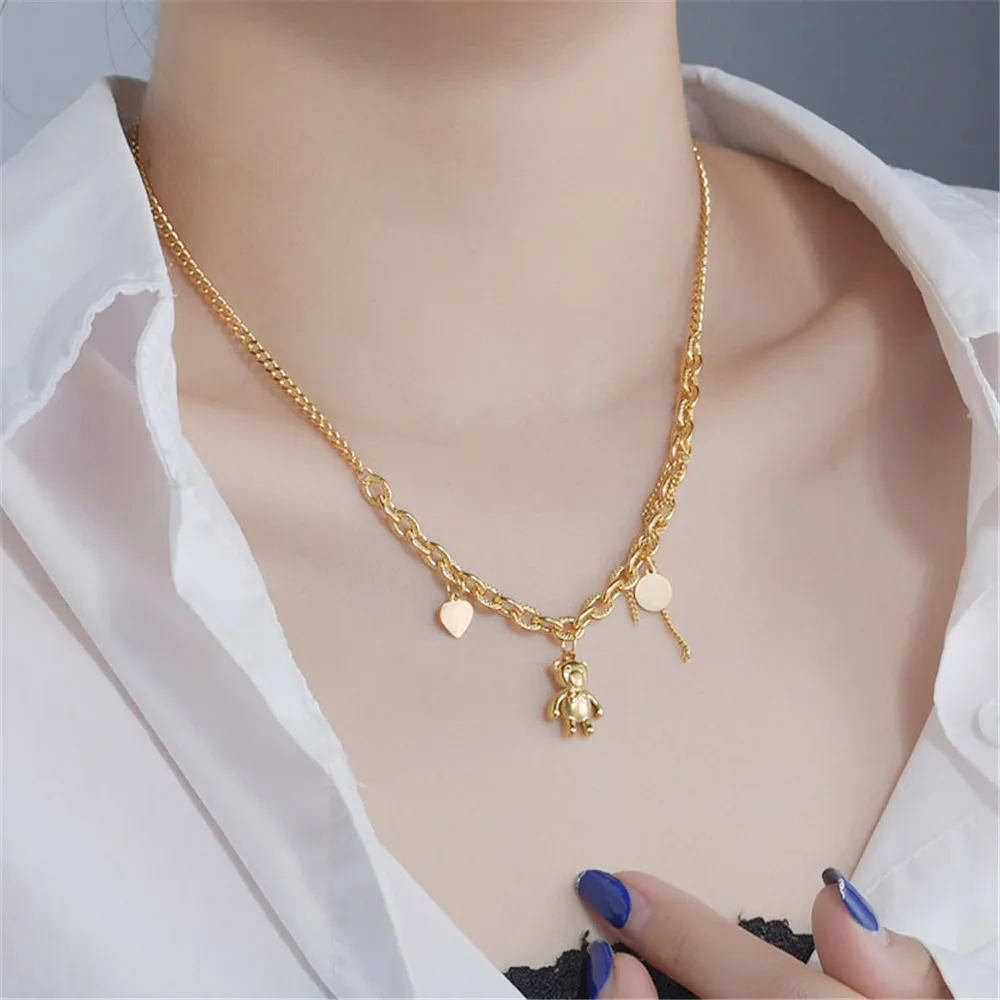 316L Stainless Steel Bear Thick Chain K Gold Titanium Pendant Necklace No Fade Fashion Jewelry
316L Stainless Steel Bear Thick Chain K Gold Titanium Pendant Necklace No Fade Fashion Jewelry