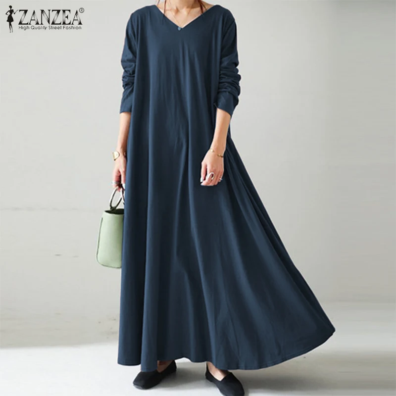 Stylish Solid Maxi Dress Women's Spring Sundress ZANZEA 2021 Casual Long Sleeve Vestidos Female V Neck Robe Femme Oversized
Stylish Solid Maxi Dress Women's Spring Sundress ZANZEA 2021 Casual Long Sleeve Vestidos Female V Neck Robe Femme Oversized