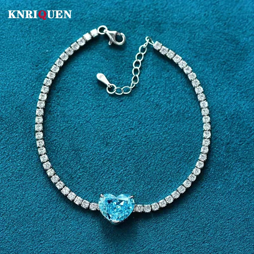 Charms 100% 925 Sterling Silver 10*12mm Heart-Shape Topaz Aquamarine Tennis Chain Bracelet 16+3cm for Women Wedding Fine Jewelry
Charms 100% 925 Sterling Silver 10*12mm Heart-Shape Topaz Aquamarine Tennis Chain Bracelet 16+3cm for Women Wedding Fine Jewelry