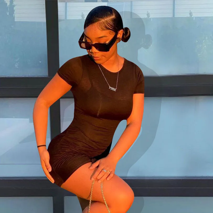 Black Bodycon Bandage Shirring Mini Dress O Neck Short Sleeve Summer 2021 For Sexy Women Club Outfits
Black Bodycon Bandage Shirring Mini Dress O Neck Short Sleeve Summer 2021 For Sexy Women Club Outfits