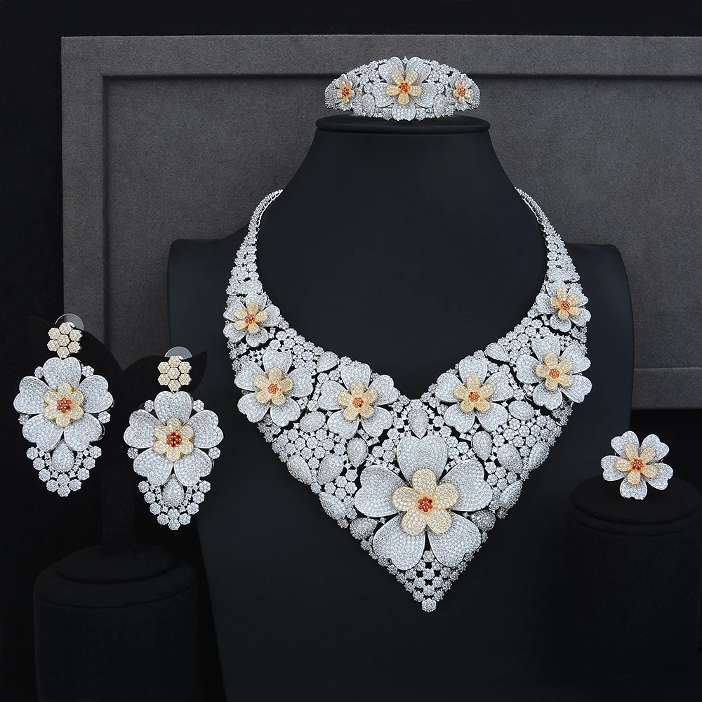 Blachette Mosaic Flowers 4 PCS Performance Stage Occasion Luxury Necklace Bracelet Earring Ring Jewelry Sets Full Cubic Zirconia
Blachette Mosaic Flowers 4 PCS Performance Stage Occasion Luxury Necklace Bracelet Earring Ring Jewelry Sets Full Cubic Zirconia