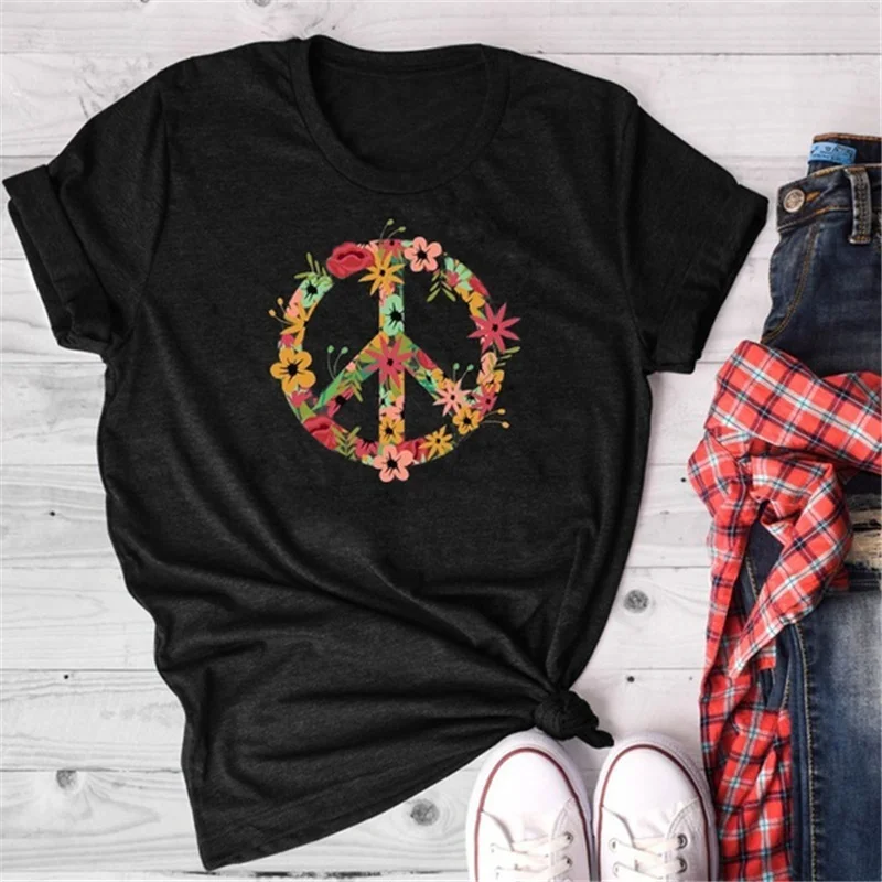 T shirt Women Flower Print Graphic Tee Kawaii Top Female Clothes Kawaii Y2k Vintage Aesthetic Streetwear Peace Sign Floral Shirt
T shirt Women Flower Print Graphic Tee Kawaii Top Female Clothes Kawaii Y2k Vintage Aesthetic Streetwear Peace Sign Floral Shirt