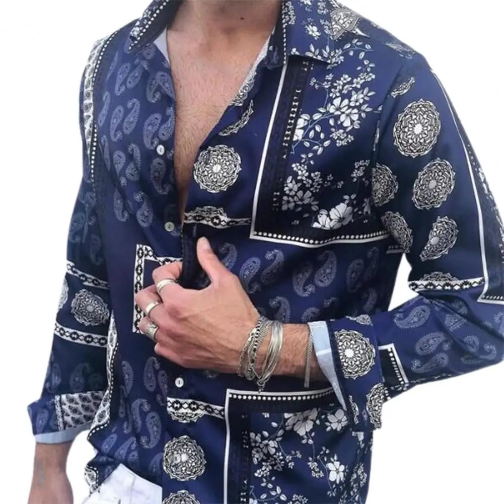 Summer men's lapel shirt outdoor activities long-sleeved floral retro printing casual loose outdoor activities 
Summer men's lapel shirt outdoor activities long-sleeved floral retro printing casual loose outdoor activities