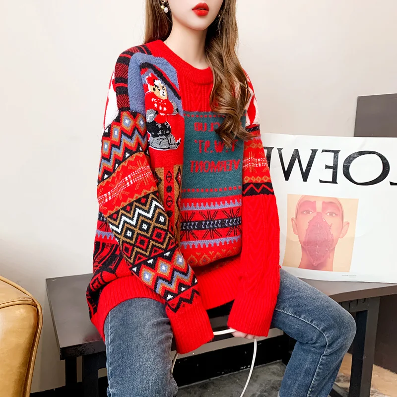 Pullover New Fashion Knitted Long Multi-color Top Long Striped Long-sleeved Autumn Winter Sweater Warm Multi-color Warm Sweater
Pullover New Fashion Knitted Long Multi-color Top Long Striped Long-sleeved Autumn Winter Sweater Warm Multi-color Warm Sweater