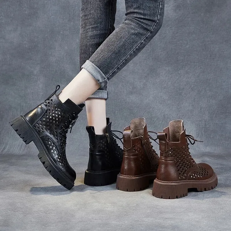 Punk Wedges Platform Hole Ankle Boots Gothic Women Summer Breathable Leather Shoes Fashion Hollow Out Sandals 2021 Martin Boot 
Punk Wedges Platform Hole Ankle Boots Gothic Women Summer Breathable Leather Shoes Fashion Hollow Out Sandals 2021 Martin Boot
