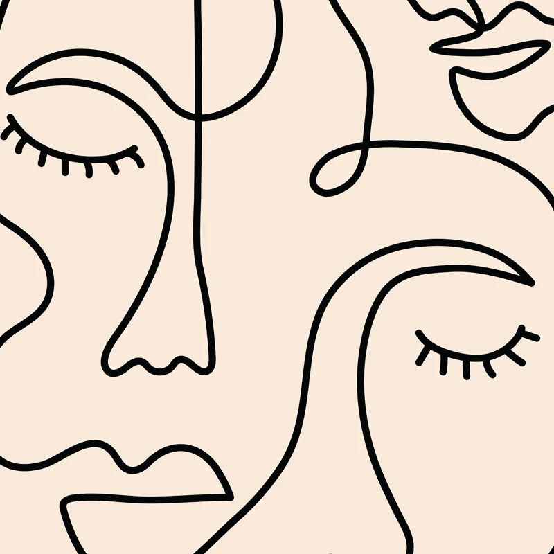 Минималистичный постер с индивидуальным принтом лица Женский одной линией для
