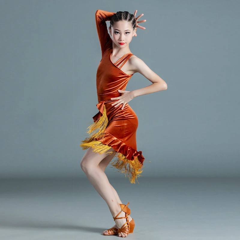 Single-Sleeved Latin Dance Costume Girls Velvet Fringed Dress Skirts Kids Stage Ballroom Dance Clothing Salsa Dresses SL5778
Single-Sleeved Latin Dance Costume Girls Velvet Fringed Dress Skirts Kids Stage Ballroom Dance Clothing Salsa Dresses SL5778