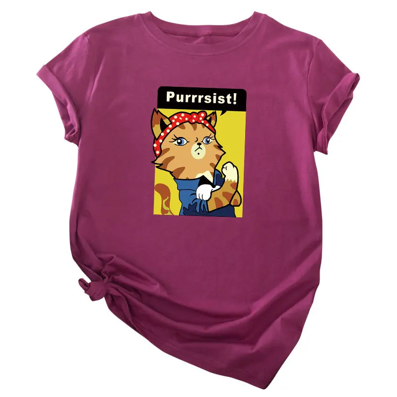S-5XL plus size T-shirt Kung Fu cat print T-shirt 100% cotton Ladies O-neck short-sleeved T-shirt Summer ladies shirt fashion
S-5XL plus size T-shirt Kung Fu cat print T-shirt 100% cotton Ladies O-neck short-sleeved T-shirt Summer ladies shirt fashion