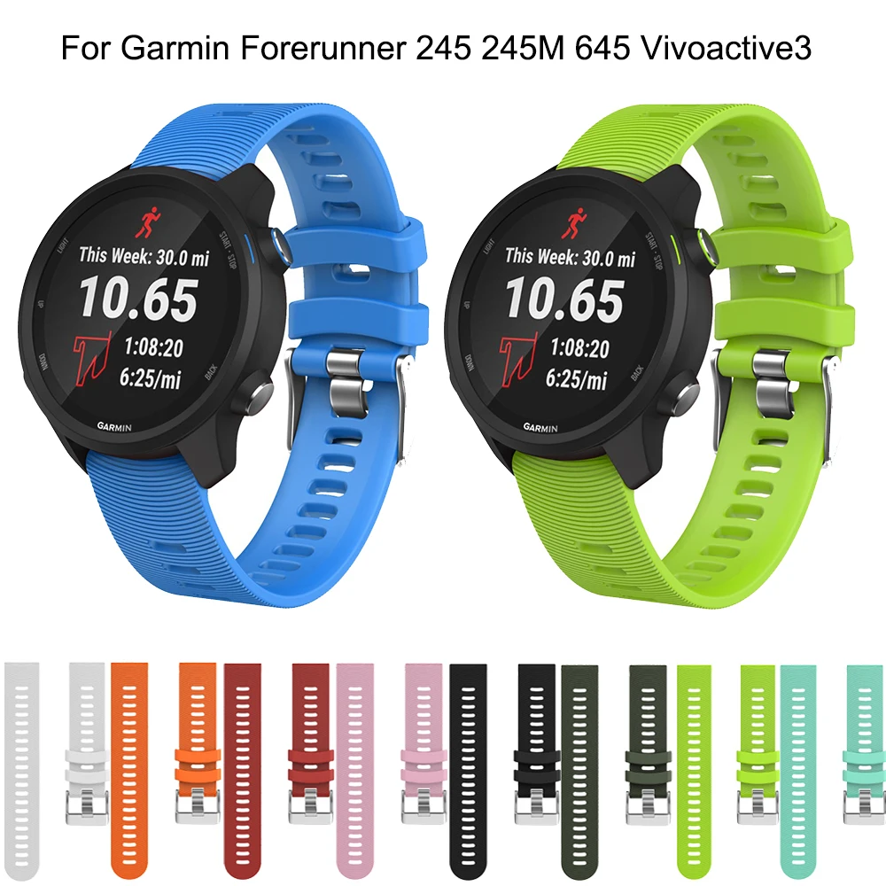 Цветной силиконовый ремешок для часов Garmin Forerunner 245M 245 645 Vivoactive 3 samsung gear S2 huawei amazfit