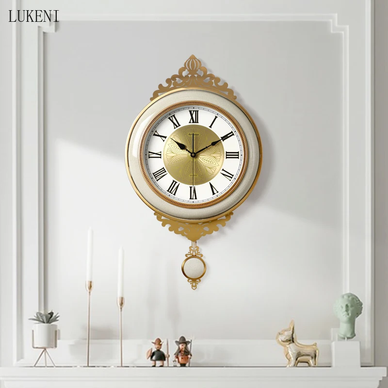 American Metal Ceramic Swingable Wall Clock Art Creative Wall Watch Fashion Atmosphere Home Clock Trend Decoration Quartz Clock 
American Metal Ceramic Swingable Wall Clock Art Creative Wall Watch Fashion Atmosphere Home Clock Trend Decoration Quartz Clock