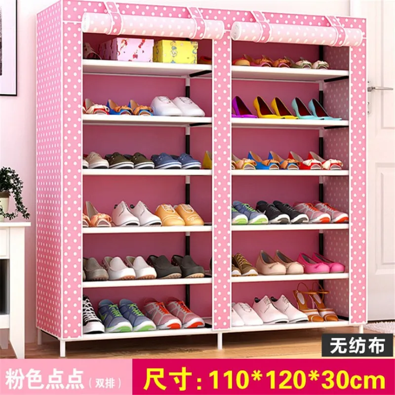 

2021 простой шкаф для обуви с цветами, стойка для обуви из нетканого материала, современный простой двухрядный плотный пыленепроницаемый Тка...